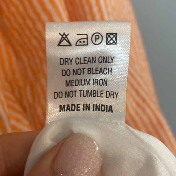 Judith March Orange Seersucker Striped Bow Dress size large - Picture 5 of 7